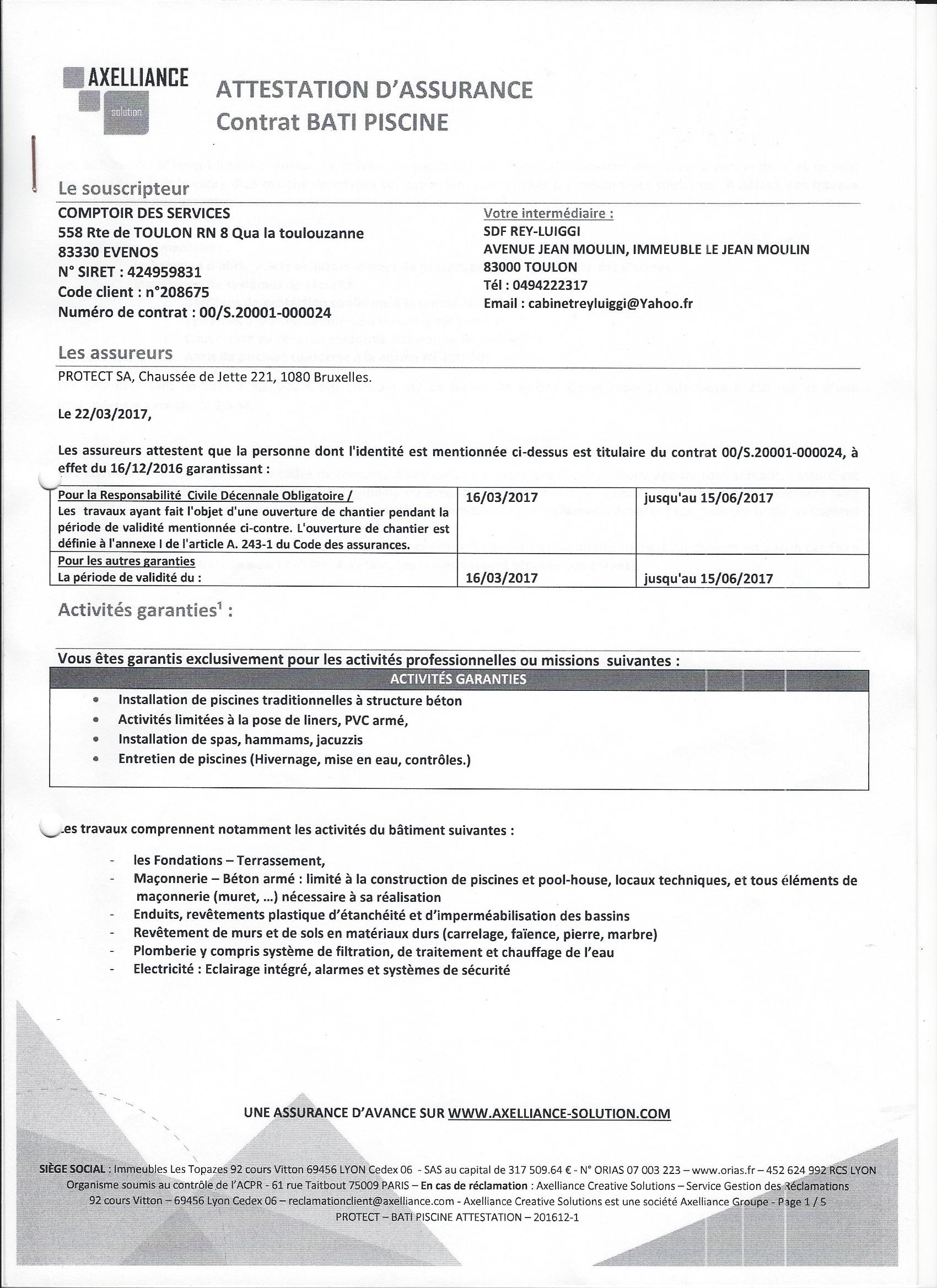 attestation assurance décennale maçon