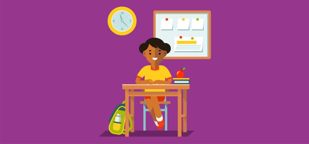 Parent et enfant discutant de l’assurance scolaire avec responsabilité civile