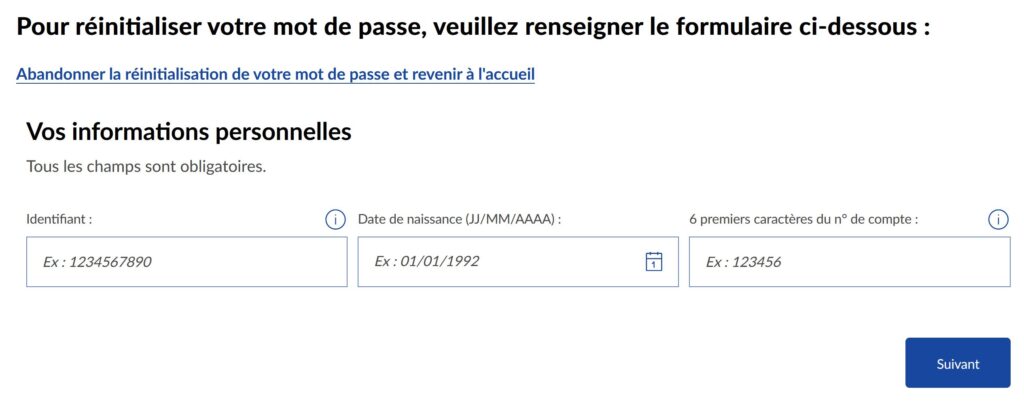 Interface de connexion au compte en ligne de La Banque Postale pour gérer son assurance scolaire