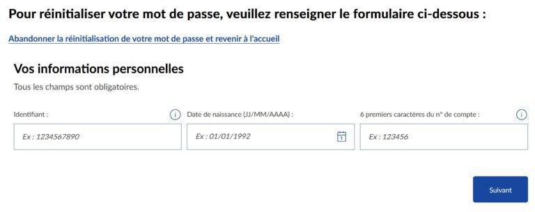 Interface de connexion au compte en ligne de La Banque Postale pour gérer son assurance scolaire